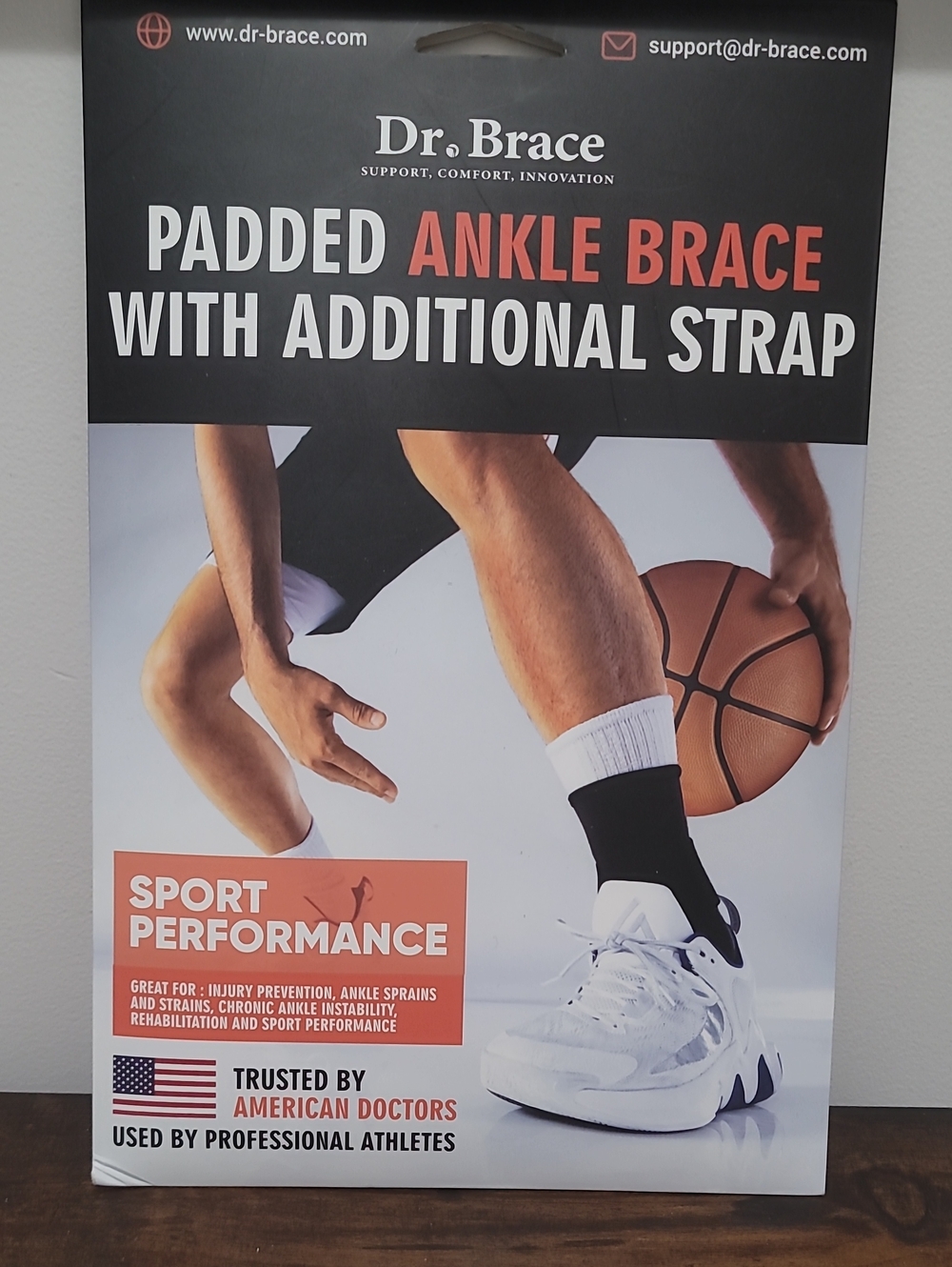 Dr. Brace Elite Ankle Brace Adjustable Support Strap Sport Performance Size L